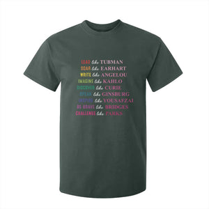 National Women's History Month T Shirt For Kid Lead Like Tubman Challenge Like Parks TS11 Dark Forest Green Print Your Wear