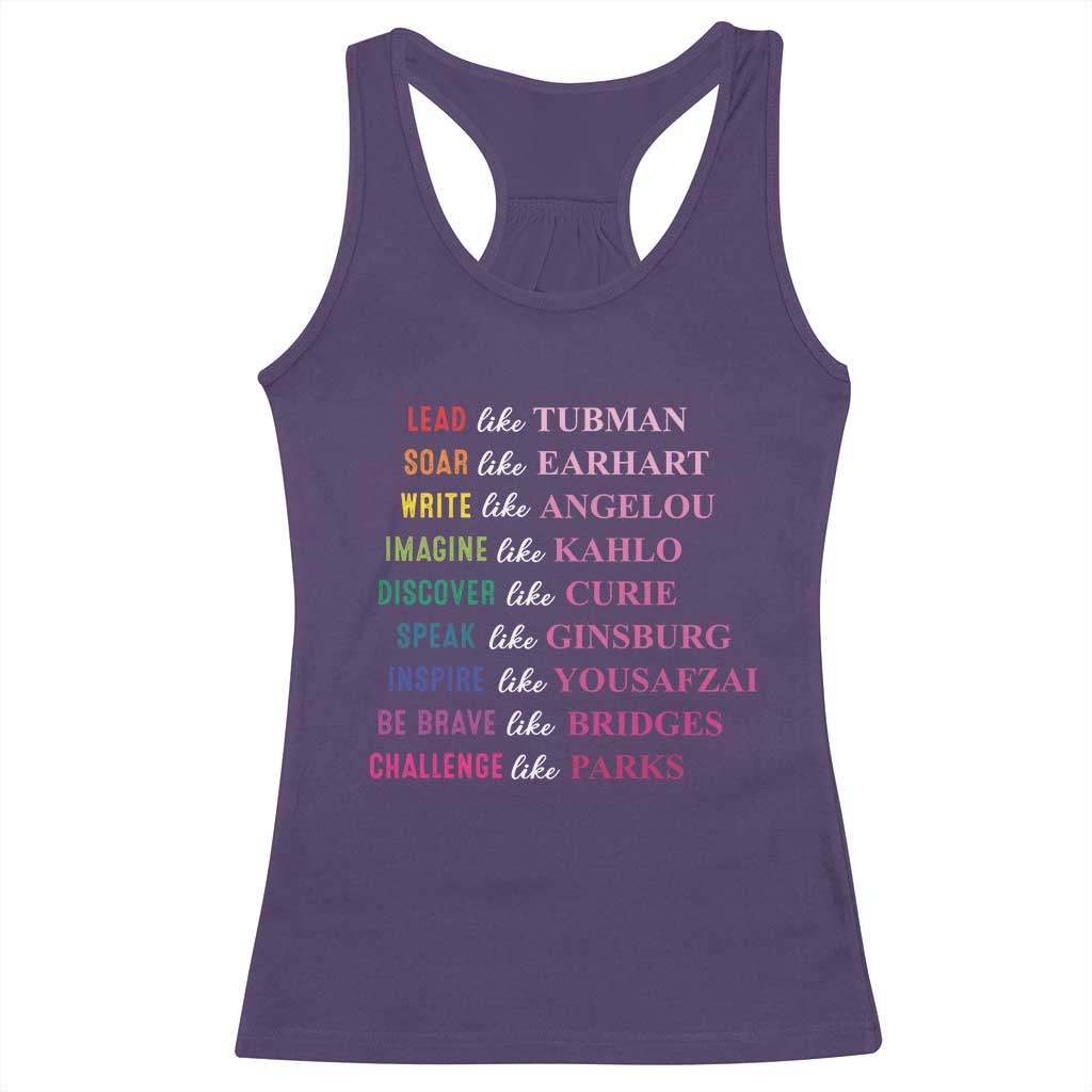 National Women's History Month Racerback Tank Top Lead Like Tubman Challenge Like Parks TS11 Purple Print Your Wear