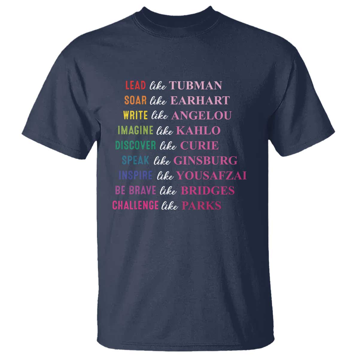 National Women's History Month T Shirt Lead Like Tubman Challenge Like Parks TS11 Navy Print Your Wear