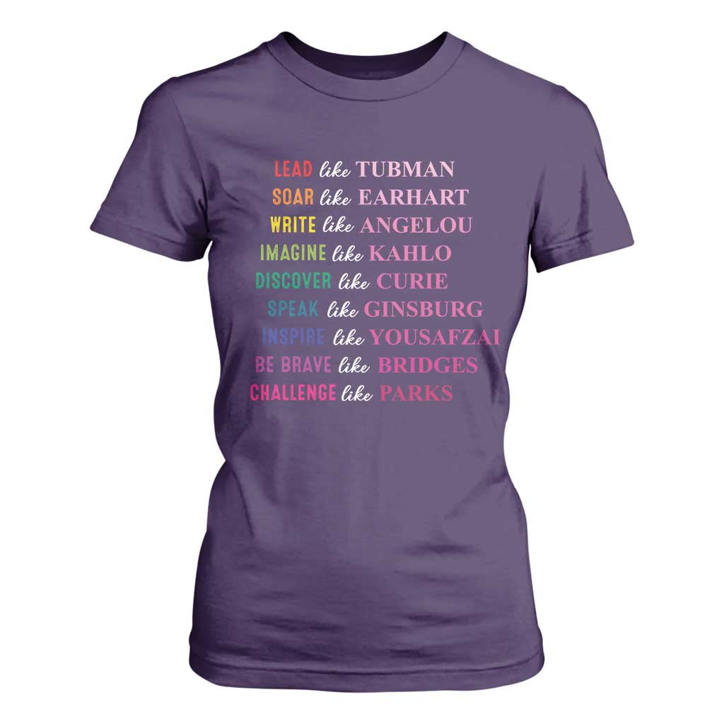National Women's History Month T Shirt For Women Lead Like Tubman Challenge Like Parks TS11 Purple Print Your Wear