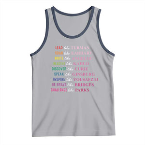 National Women's History Month Tank Top Lead Like Tubman Challenge Like Parks TS11 Athletic Heather Navy Print Your Wear