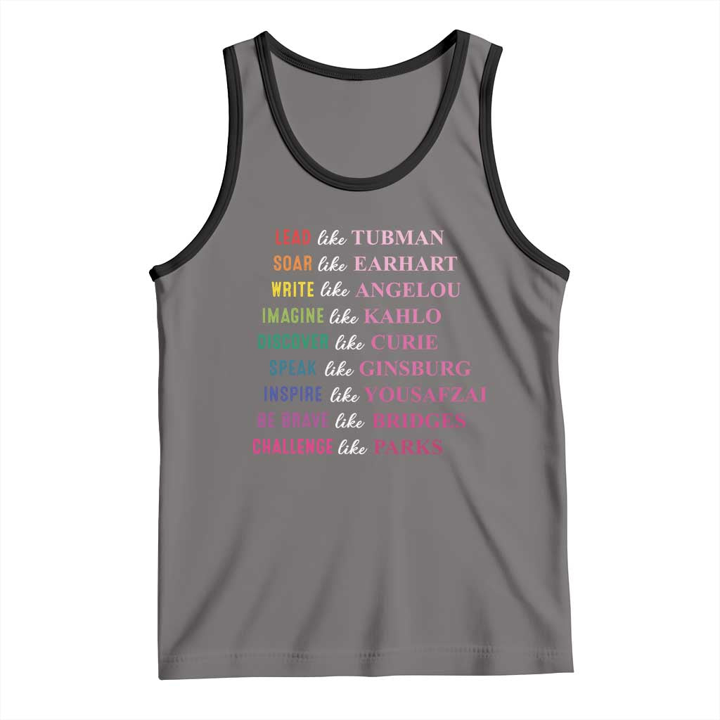 National Women's History Month Tank Top Lead Like Tubman Challenge Like Parks TS11 Deep Heather Black Print Your Wear