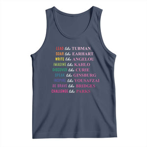National Women's History Month Tank Top Lead Like Tubman Challenge Like Parks TS11 Navy Print Your Wear