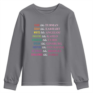 National Women's History Month Youth Sweatshirt Lead Like Tubman Challenge Like Parks TS11 Charcoal Print Your Wear