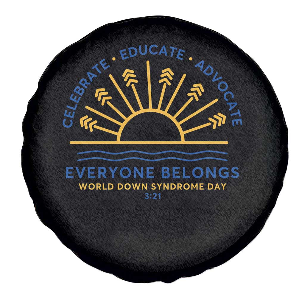 World Down Syndrome Day Spare Tire Cover Celebrate Educate Advocate Everyone Belongs Sunshine TS11 Print Your Wear