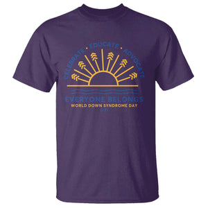 World Down Syndrome Day T Shirt Celebrate Educate Advocate Everyone Belongs Sunshine TS11 Purple Print Your Wear