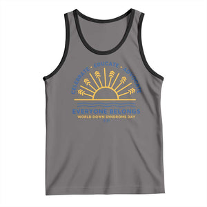 World Down Syndrome Day Tank Top Celebrate Educate Advocate Everyone Belongs Sunshine TS11 Deep Heather Black Print Your Wear