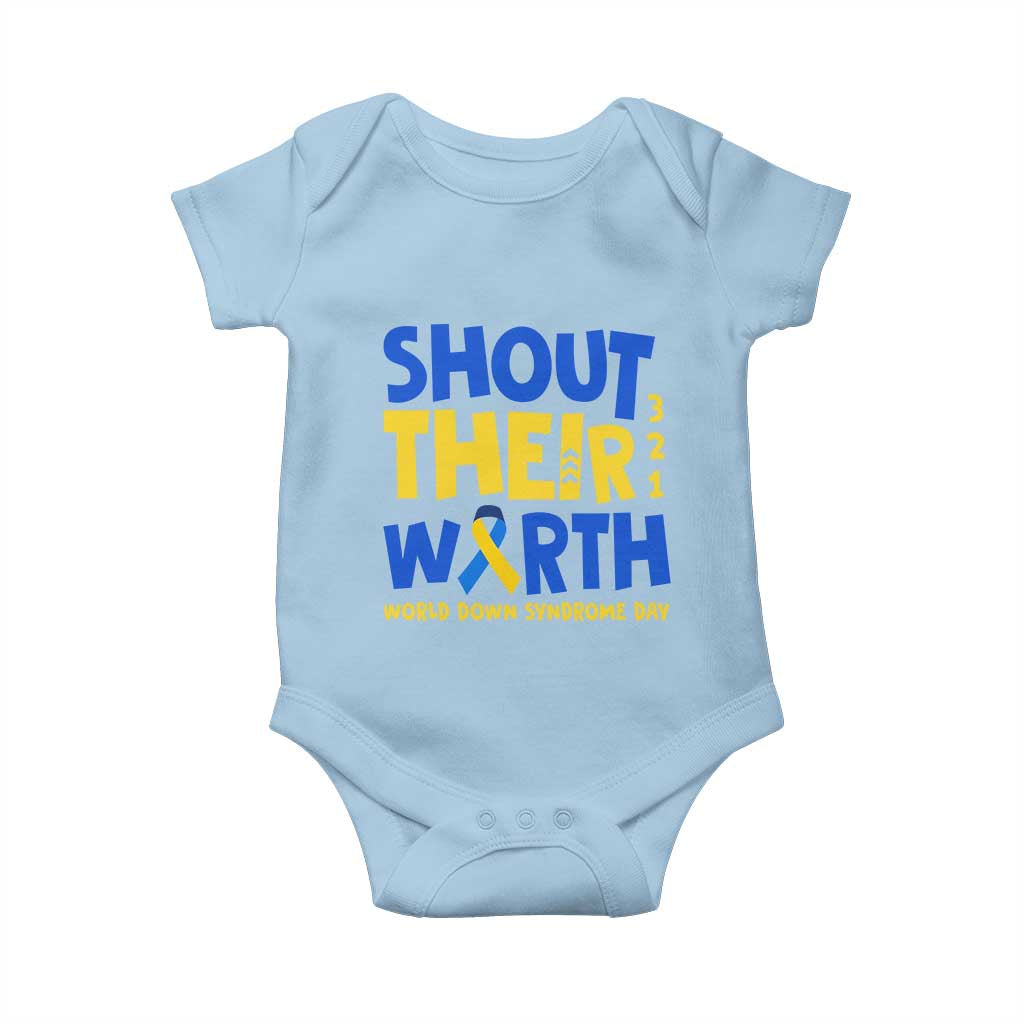 Shout Their Worth World Down Syndrome Day Baby Onesie TS11 Light Blue Print Your Wear
