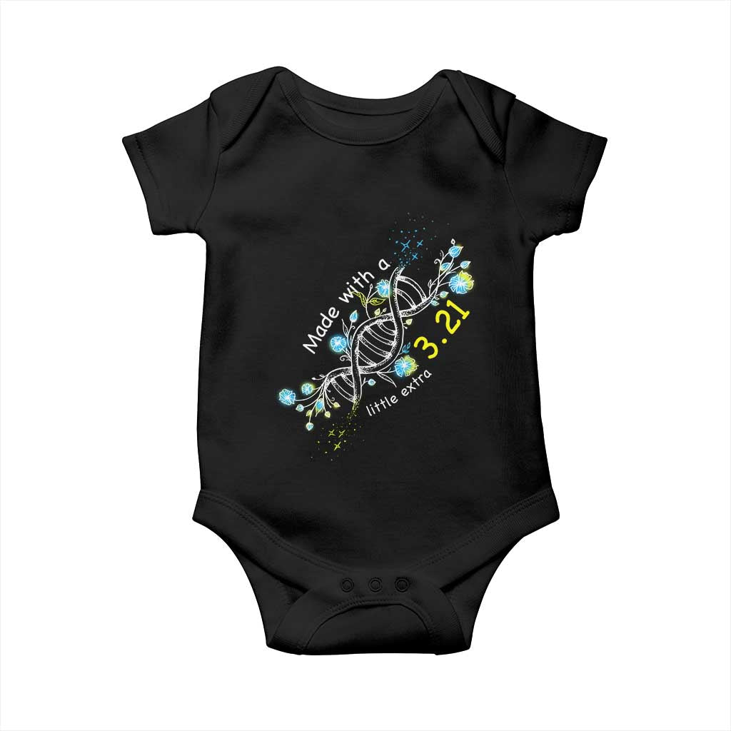 World Down Syndrome Day Made With A Little Extra Baby Onesie March 21 DNA Flower TS11 Black Print Your Wear