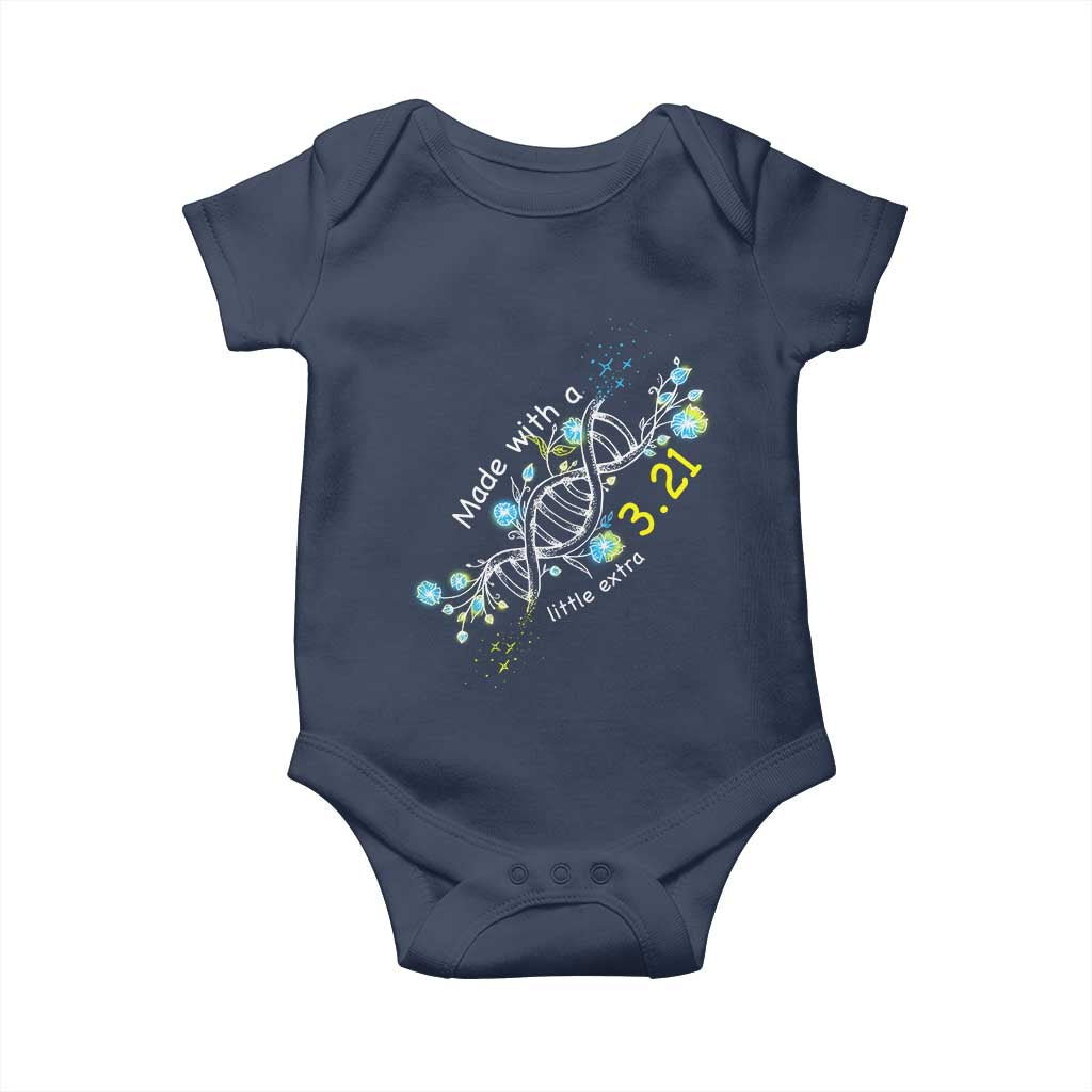 World Down Syndrome Day Made With A Little Extra Baby Onesie March 21 DNA Flower TS11 Navy Print Your Wear