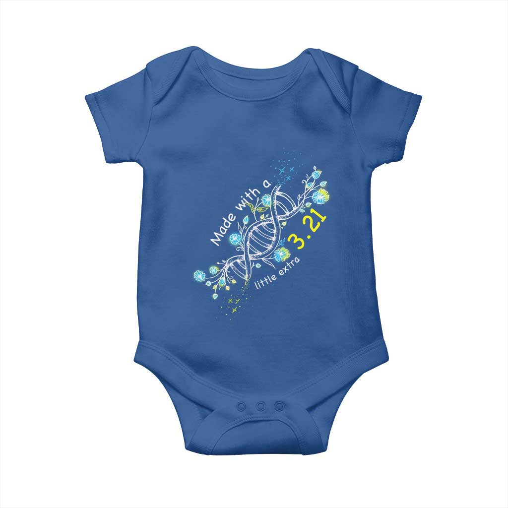 World Down Syndrome Day Made With A Little Extra Baby Onesie March 21 DNA Flower TS11 Royal Blue Print Your Wear