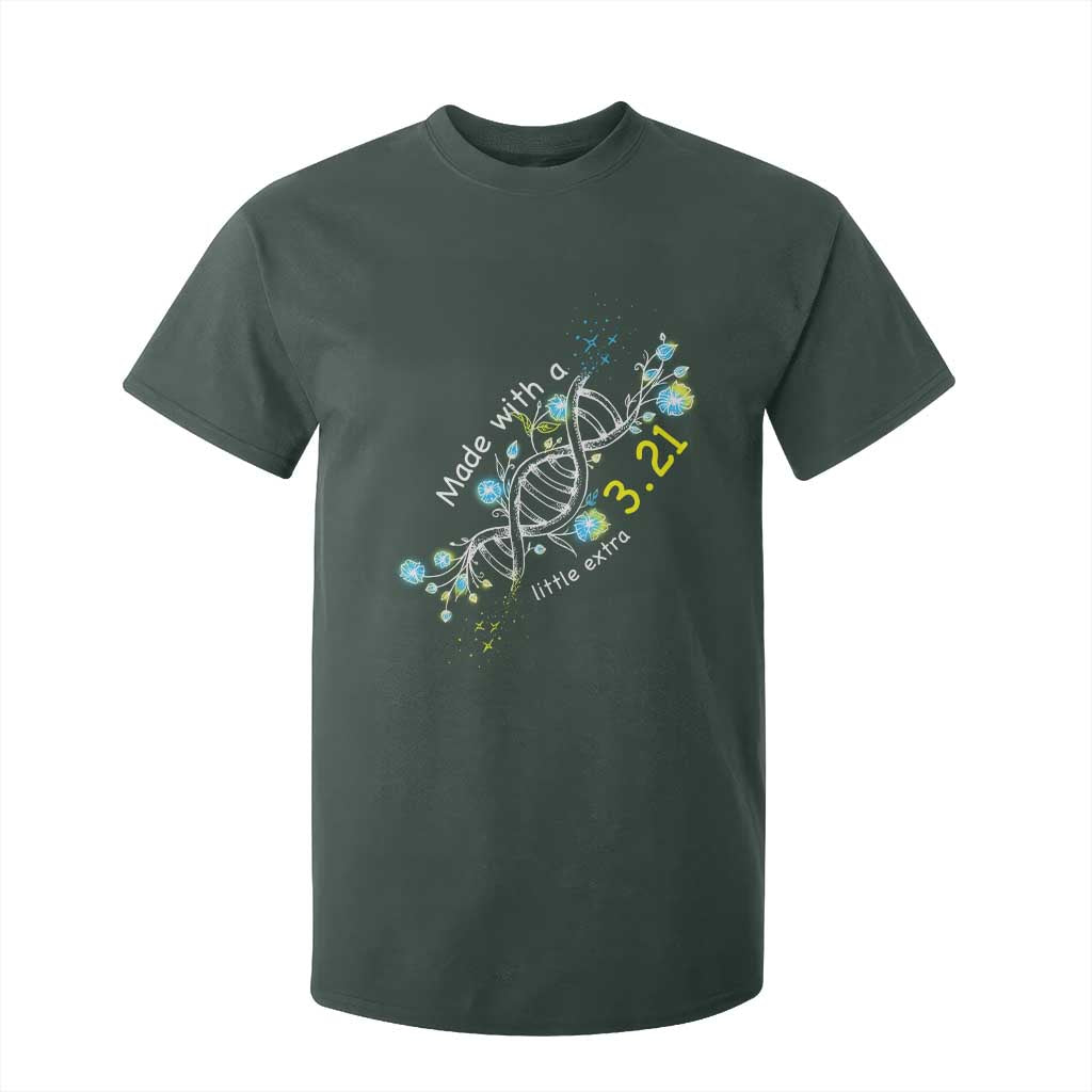 World Down Syndrome Day Made With A Little Extra T Shirt For Kid March 21 DNA Flower TS11 Dark Forest Green Print Your Wear