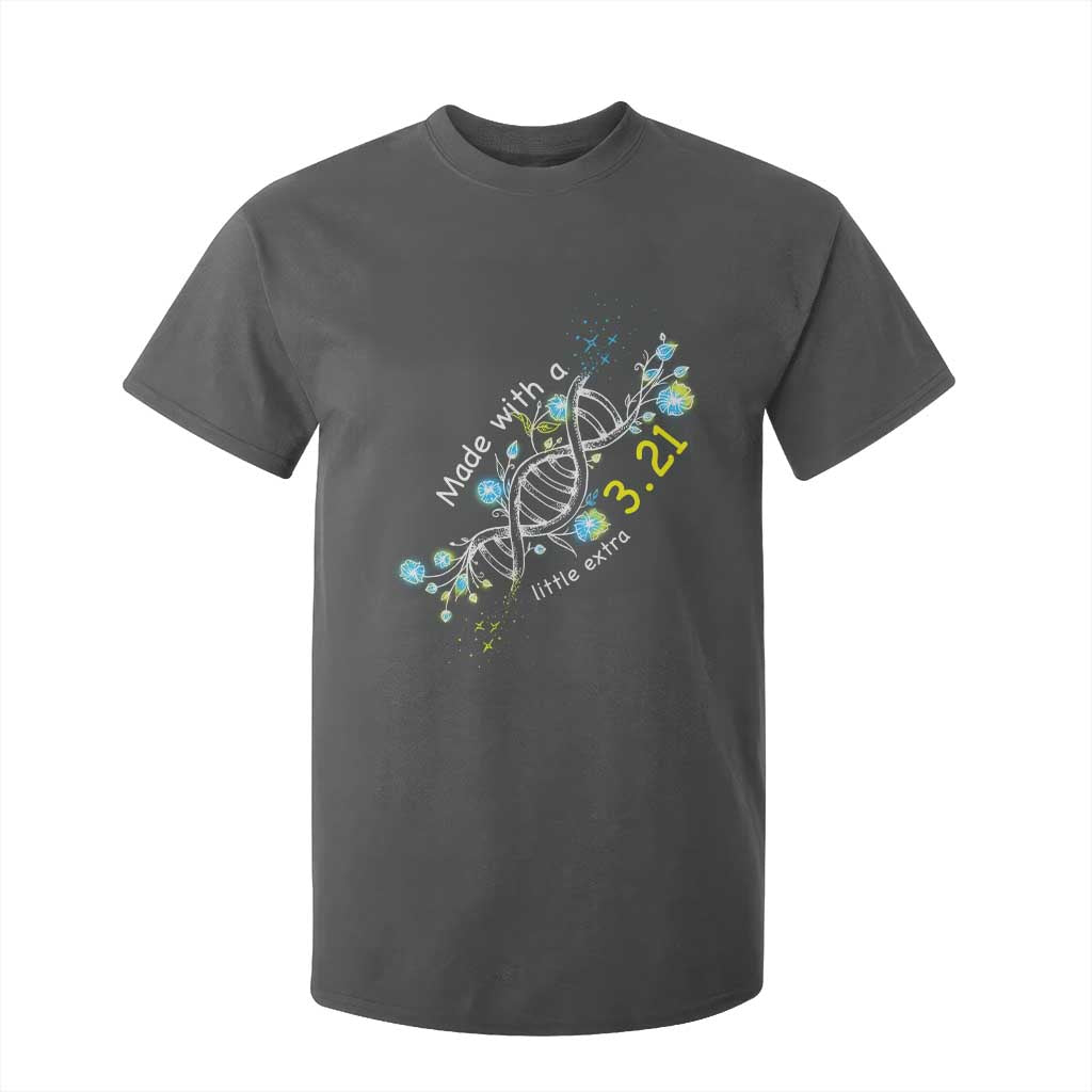World Down Syndrome Day Made With A Little Extra T Shirt For Kid March 21 DNA Flower TS11 Dark Heather Print Your Wear