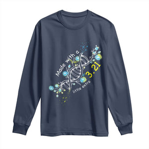 World Down Syndrome Day Made With A Little Extra Long Sleeve Shirt March 21 DNA Flower TS11 Navy Print Your Wear
