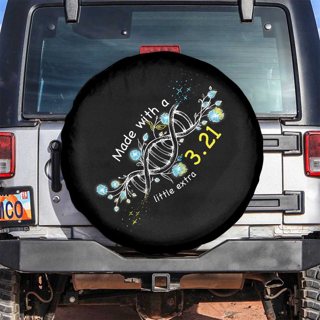 World Down Syndrome Day Made With A Little Extra Spare Tire Cover March 21 DNA Flower TS11 No hole Black Print Your Wear