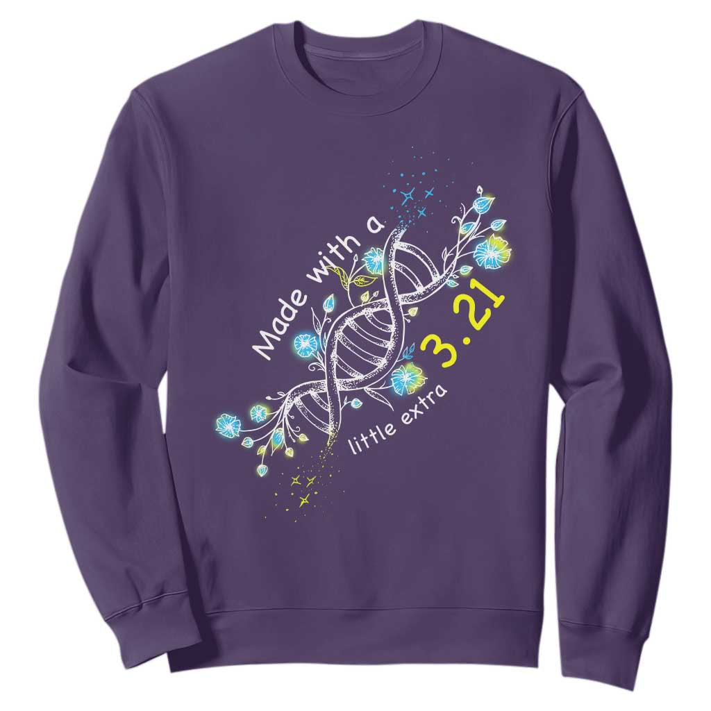 World Down Syndrome Day Made With A Little Extra Sweatshirt March 21 DNA Flower TS11 Purple Print Your Wear
