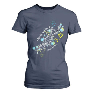 World Down Syndrome Day Made With A Little Extra T Shirt For Women March 21 DNA Flower TS11 Navy Print Your Wear