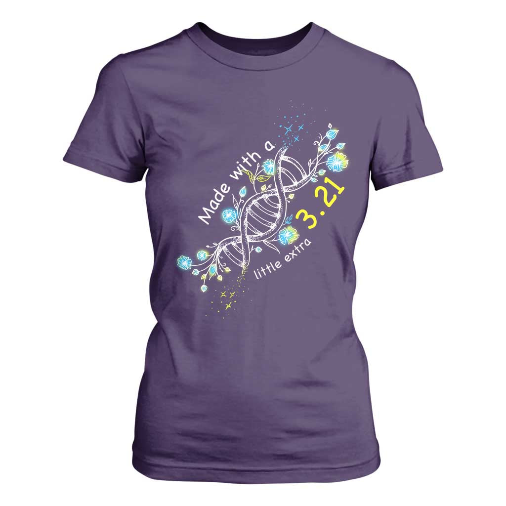 World Down Syndrome Day Made With A Little Extra T Shirt For Women March 21 DNA Flower TS11 Purple Print Your Wear