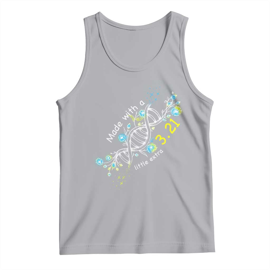 World Down Syndrome Day Made With A Little Extra Tank Top March 21 DNA Flower TS11 Athletic Heather Print Your Wear