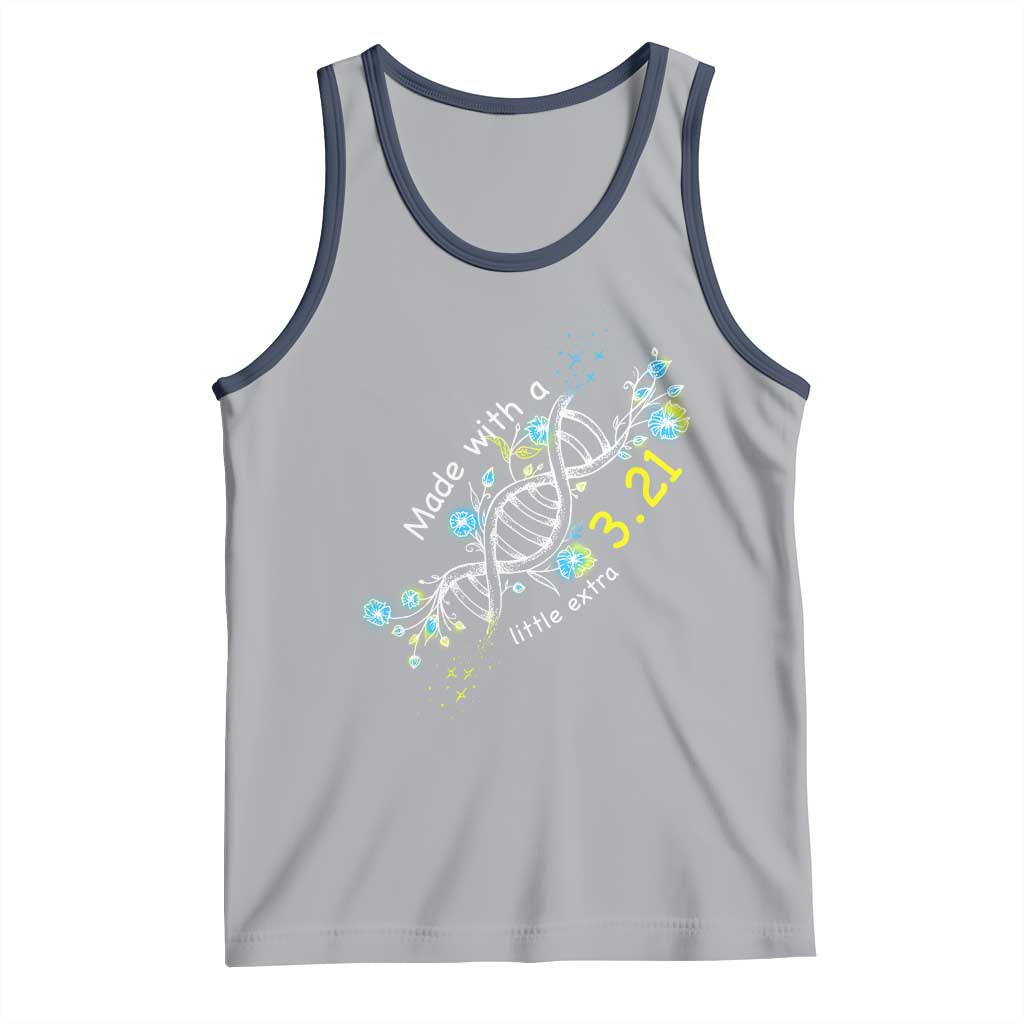 World Down Syndrome Day Made With A Little Extra Tank Top March 21 DNA Flower TS11 Athletic Heather Navy Print Your Wear