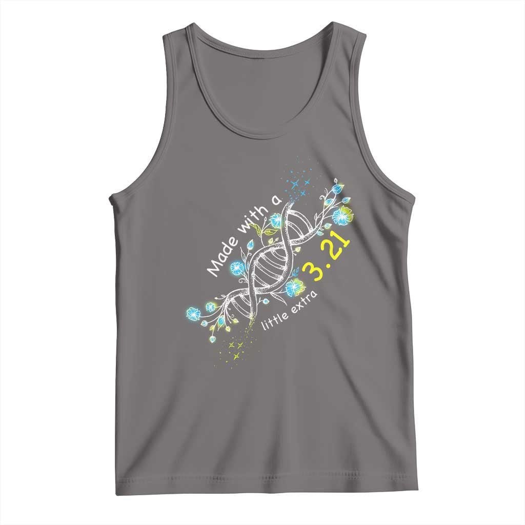 World Down Syndrome Day Made With A Little Extra Tank Top March 21 DNA Flower TS11 Deep Heather Print Your Wear