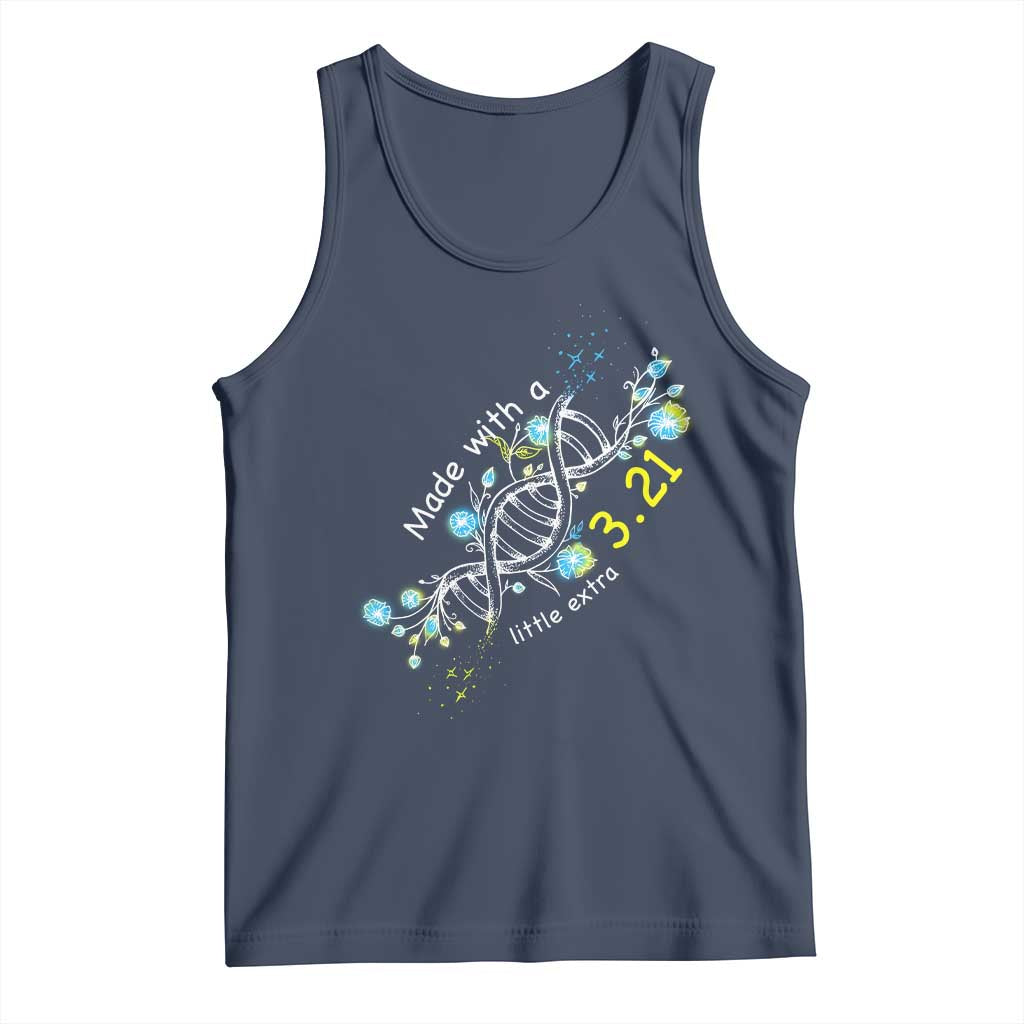 World Down Syndrome Day Made With A Little Extra Tank Top March 21 DNA Flower TS11 Navy Print Your Wear