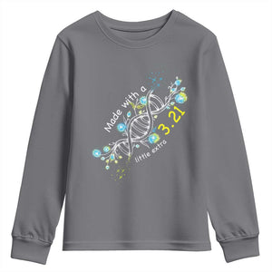 World Down Syndrome Day Made With A Little Extra Youth Sweatshirt March 21 DNA Flower TS11 Charcoal Print Your Wear