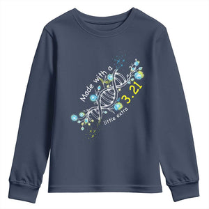 World Down Syndrome Day Made With A Little Extra Youth Sweatshirt March 21 DNA Flower TS11 Navy Print Your Wear
