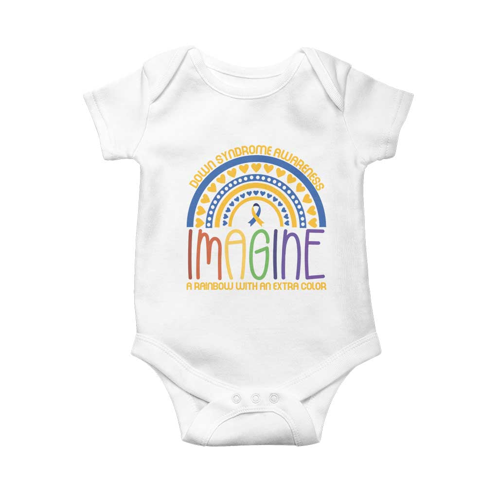 Down Syndrome Awareness Baby Onesie Imagine A Rainbow With An Extra Color Heart Rainbow TS11 White Print Your Wear