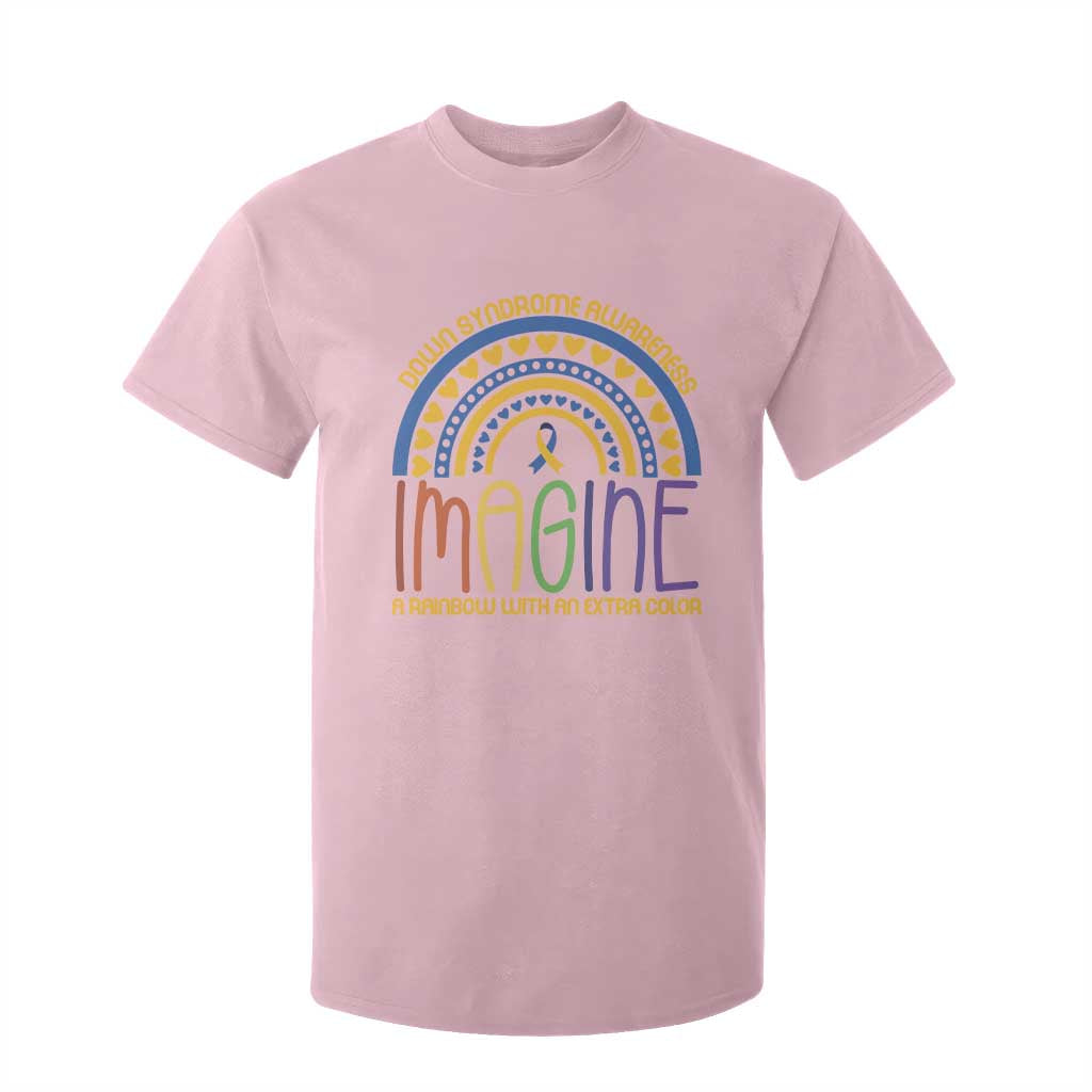 Down Syndrome Awareness T Shirt For Kid Imagine A Rainbow With An Extra Color Heart Rainbow TS11 Light Pink Print Your Wear