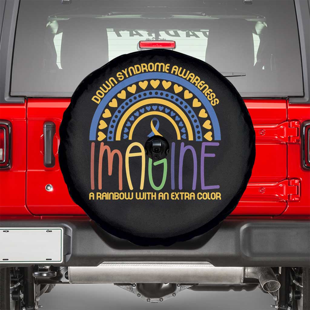 Down Syndrome Awareness Spare Tire Cover Imagine A Rainbow With An Extra Color Heart Rainbow TS11 Black Print Your Wear