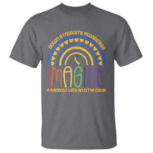 Down Syndrome Awareness T Shirt Imagine A Rainbow With An Extra Color Heart Rainbow TS11 Charcoal Print Your Wear