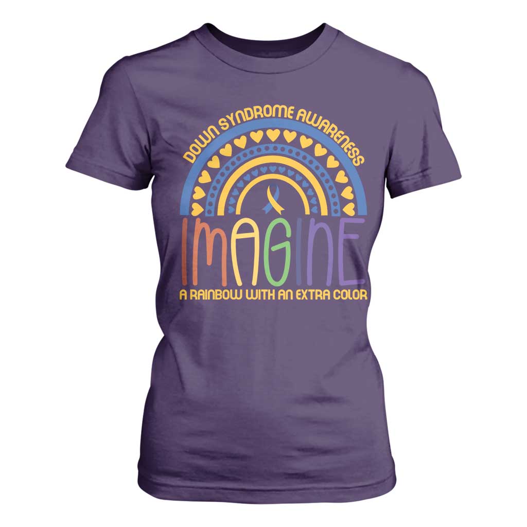 Down Syndrome Awareness T Shirt For Women Imagine A Rainbow With An Extra Color Heart Rainbow TS11 Purple Print Your Wear