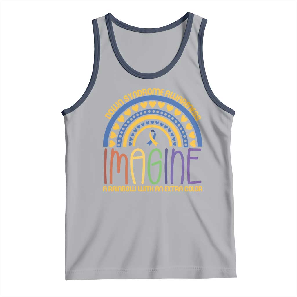 Down Syndrome Awareness Tank Top Imagine A Rainbow With An Extra Color Heart Rainbow TS11 Athletic Heather Navy Print Your Wear