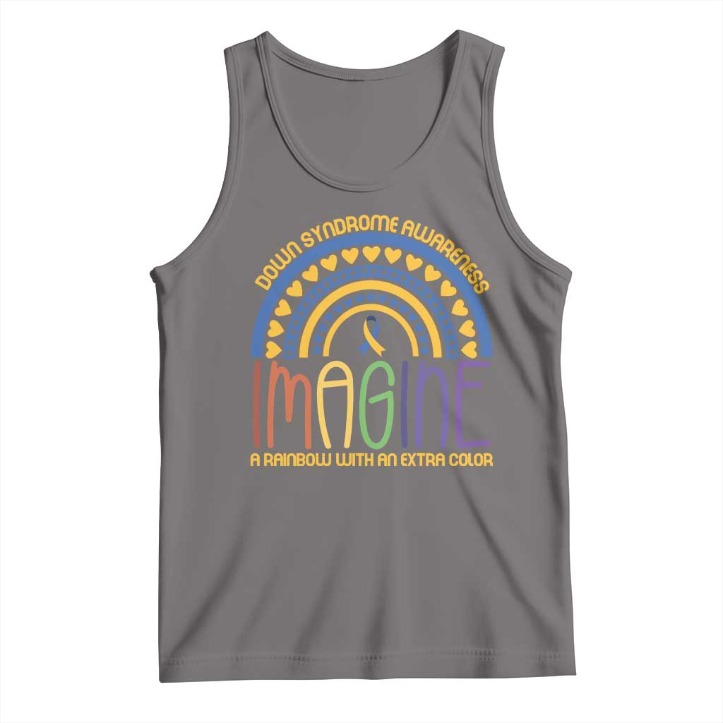 Down Syndrome Awareness Tank Top Imagine A Rainbow With An Extra Color Heart Rainbow TS11 Deep Heather Print Your Wear