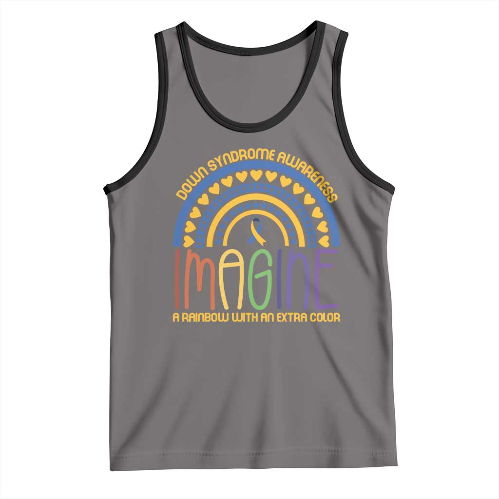 Down Syndrome Awareness Tank Top Imagine A Rainbow With An Extra Color Heart Rainbow TS11 Deep Heather Black Print Your Wear