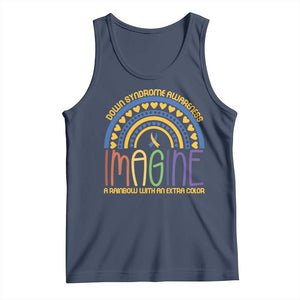 Down Syndrome Awareness Tank Top Imagine A Rainbow With An Extra Color Heart Rainbow TS11 Navy Print Your Wear