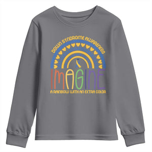 Down Syndrome Awareness Youth Sweatshirt Imagine A Rainbow With An Extra Color Heart Rainbow TS11 Charcoal Print Your Wear