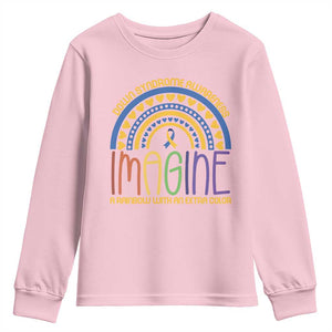 Down Syndrome Awareness Youth Sweatshirt Imagine A Rainbow With An Extra Color Heart Rainbow TS11 Light Pink Print Your Wear