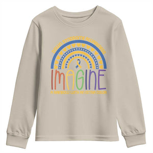 Down Syndrome Awareness Youth Sweatshirt Imagine A Rainbow With An Extra Color Heart Rainbow TS11 Sand Print Your Wear