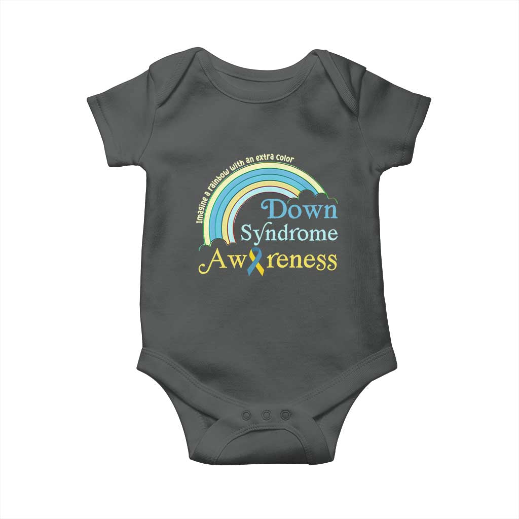 Down Syndrome Awareness Baby Onesie Imagine A Rainbow With An Extra Color TS11 Dark Heather Print Your Wear