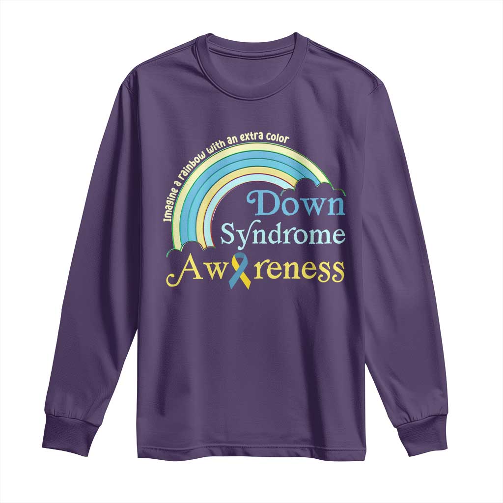 Down Syndrome Awareness Long Sleeve Shirt Imagine A Rainbow With An Extra Color TS11 Purple Print Your Wear