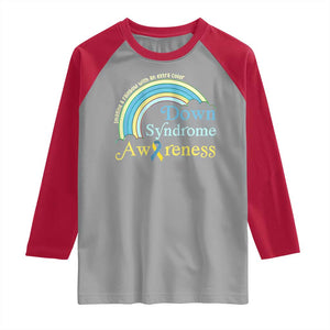 Down Syndrome Awareness Raglan Shirt Imagine A Rainbow With An Extra Color TS11 Sport Gray Red Print Your Wear
