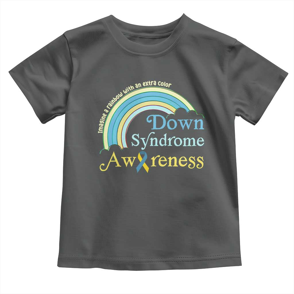 Down Syndrome Awareness Toddler T Shirt Imagine A Rainbow With An Extra Color TS11 Dark Heather Print Your Wear