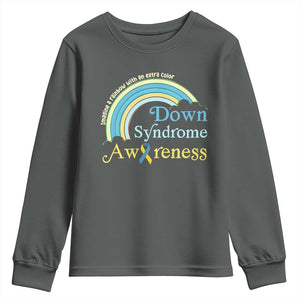 Down Syndrome Awareness Youth Sweatshirt Imagine A Rainbow With An Extra Color TS11 Dark Heather Print Your Wear