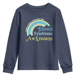 Down Syndrome Awareness Youth Sweatshirt Imagine A Rainbow With An Extra Color TS11 Navy Print Your Wear