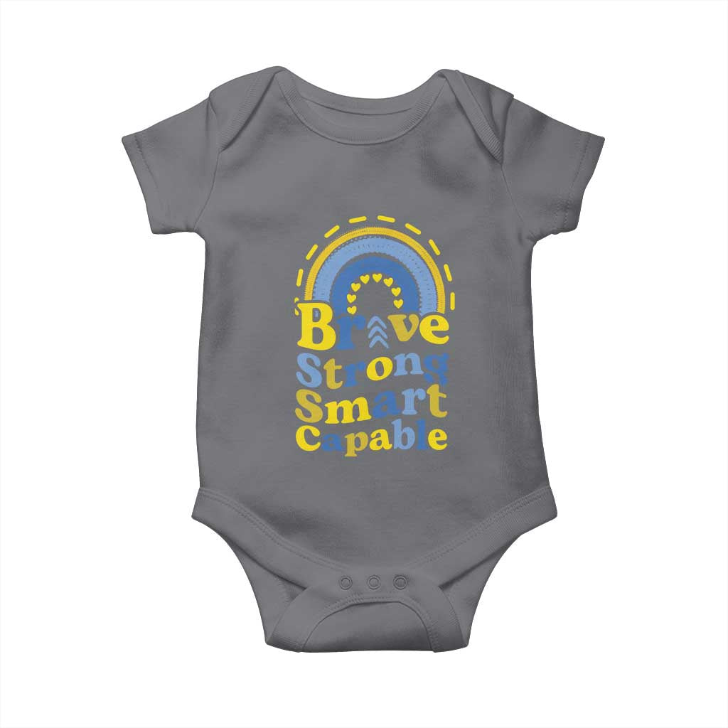 Down Syndrome Awareness Baby Onesie Brave Strong Smart Capable Rainbow TS11 Charcoal Print Your Wear