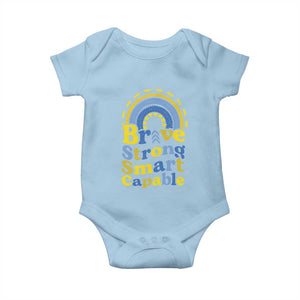 Down Syndrome Awareness Baby Onesie Brave Strong Smart Capable Rainbow TS11 Light Blue Print Your Wear