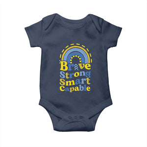 Down Syndrome Awareness Baby Onesie Brave Strong Smart Capable Rainbow TS11 Navy Print Your Wear