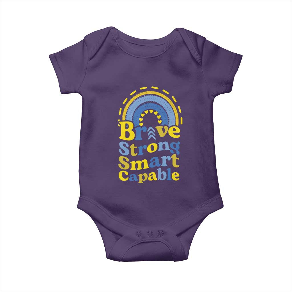 Down Syndrome Awareness Baby Onesie Brave Strong Smart Capable Rainbow TS11 Purple Print Your Wear